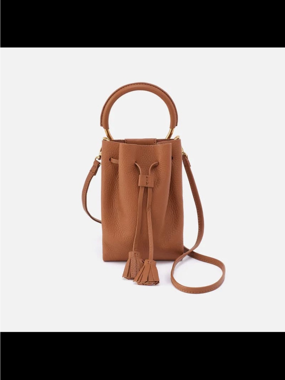 Eden phone cross body- HOBO BRAND Tan Leather Drawstring Crossbody Bag
